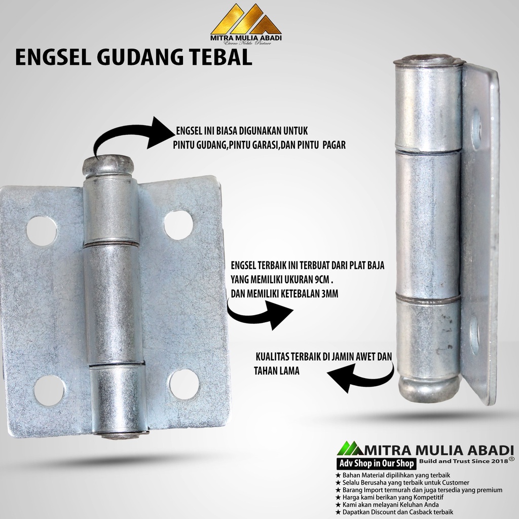 Engsel Kupu Plat Besi  Untuk Garasi/Gudang