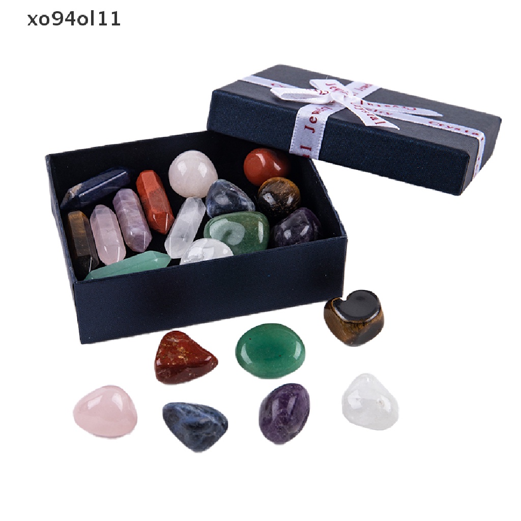 Xo 14pcs Seven Chakra Energy Healing Stone Natural Crystal Gemstone Ornaments Hadiah OL