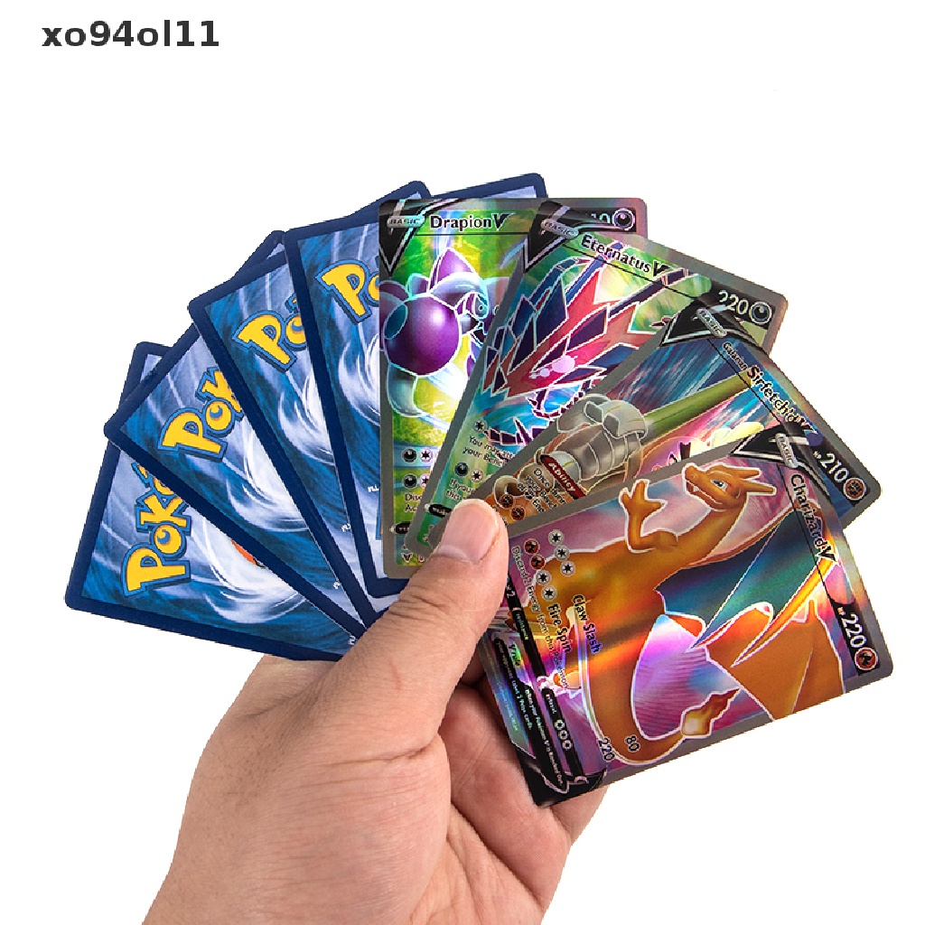 Xo 100Pcs 50v+50VMAX Mainan Kartu Pokemon Kartu Trading Bahasa Inggris Game Shield Card OL