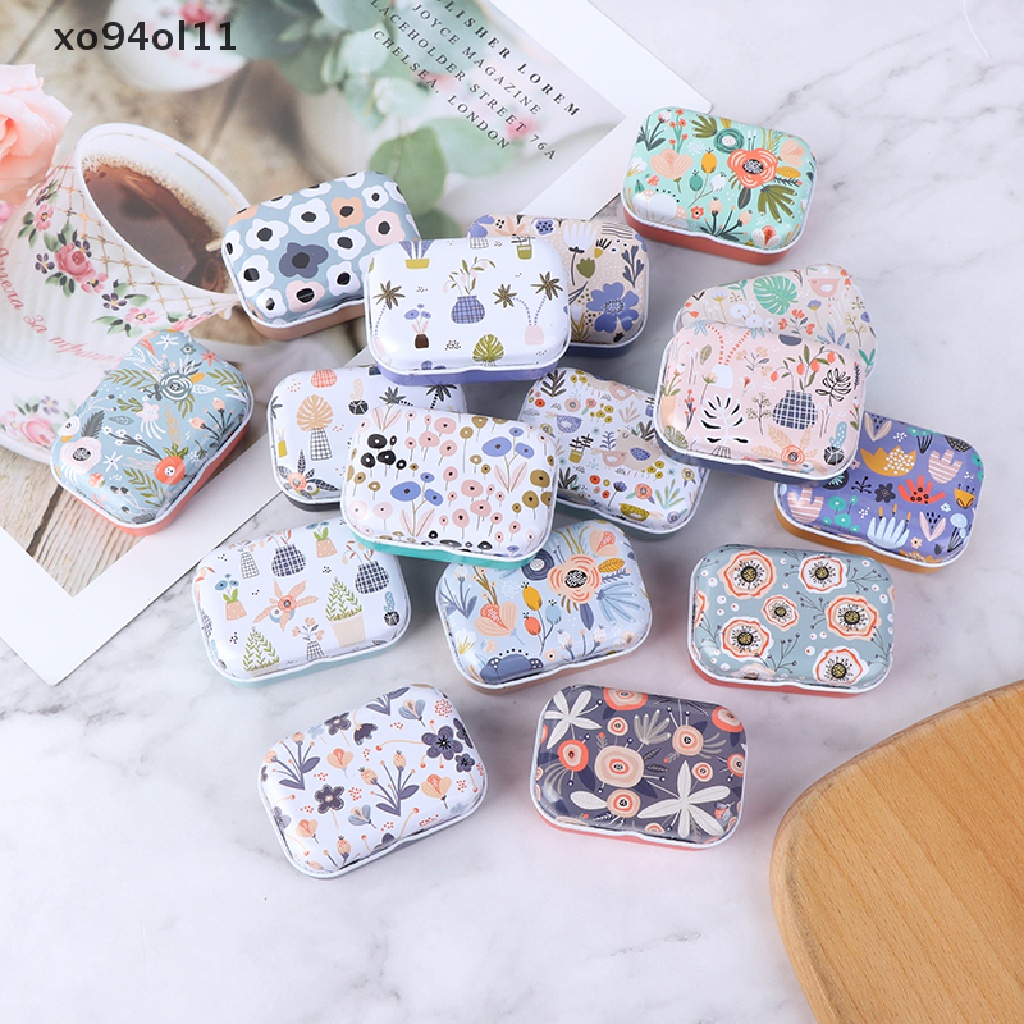 Xo Kotak Koin Trinket Kaleng Bunga Mini Tempat Penyimpanan Perhiasan Tinplate Small Floral OL