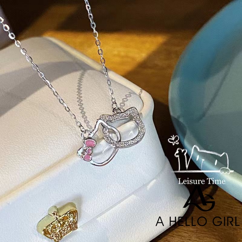 Kalung Rantai Dengan Liontin Hello Kitty Gaya Korea Untuk Wanita