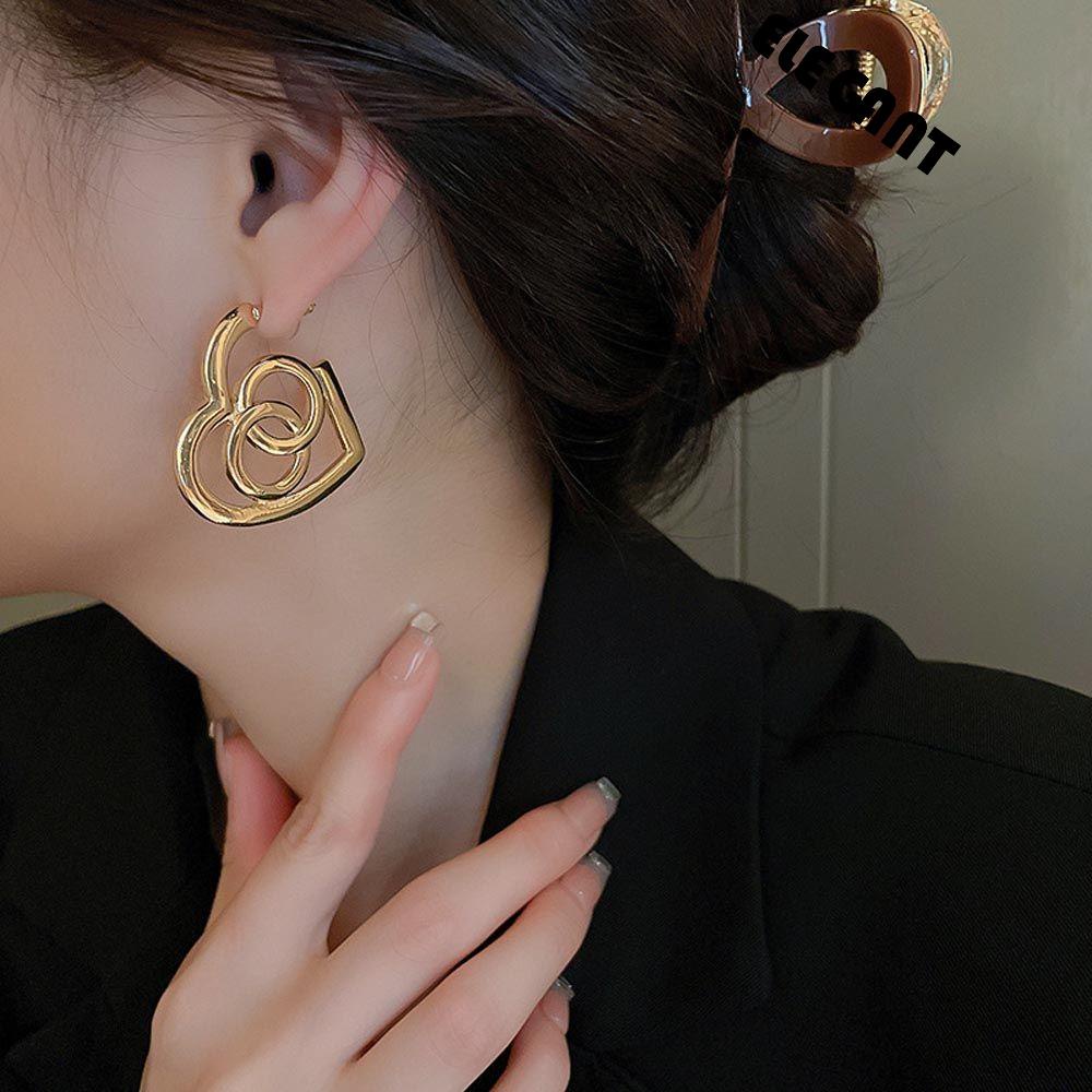 [Elegan] Wanita Menjuntai Anting Trendi Hati Manis Untuk Gadis Temperamen Drop Earrings