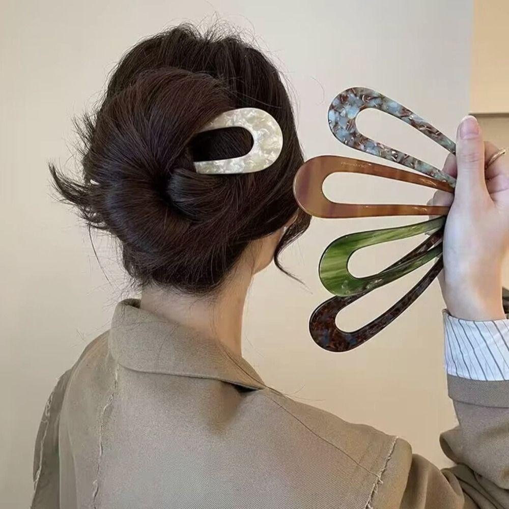 Agustina Asetat Rambut Stik Fashion Hiasan Kepala Sederhana Jepit Rambut Untuk Perempuan U-shape Braided Hairpin Baru Bulang Chinese Hair Fork