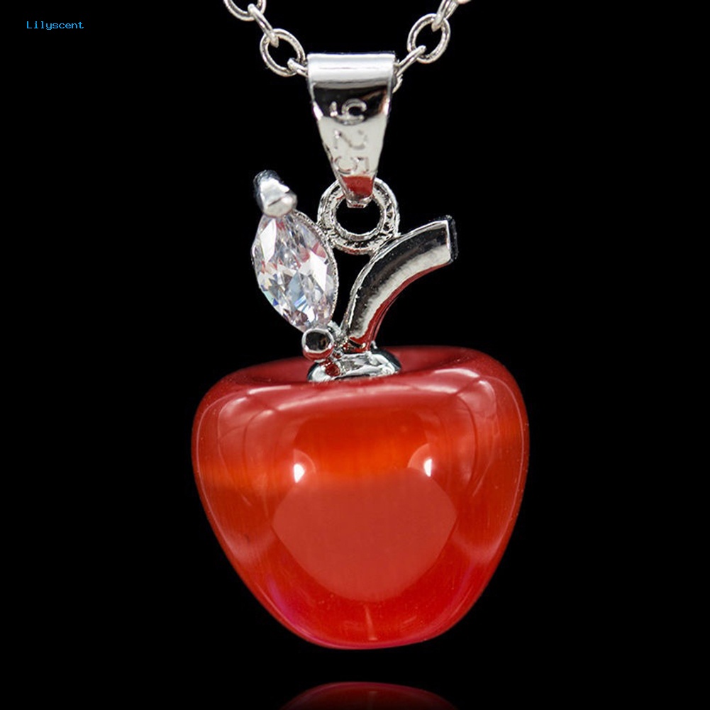 Lilyscent Fashion Wanita Opal Red Apple Shape Charm Pendant Untuk Dekorasi Kalung Anting