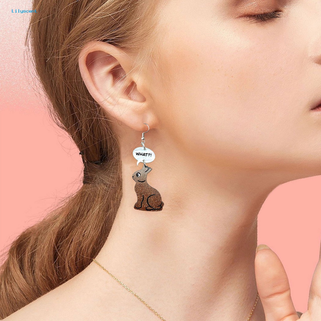 Lilyscent 1pasang Kait Telinga Akrilik Perhiasan Fashion Acrylic Easter Rabbit Earrings Eye-catching