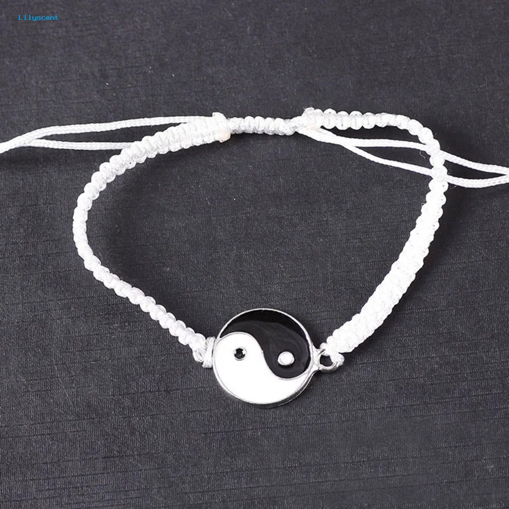 Lilyscent Unisex Pasangan Gelang Fashion Perhiasan Tai Chi Yin Yang Dekorasi Pasangan Tali String Adjustable