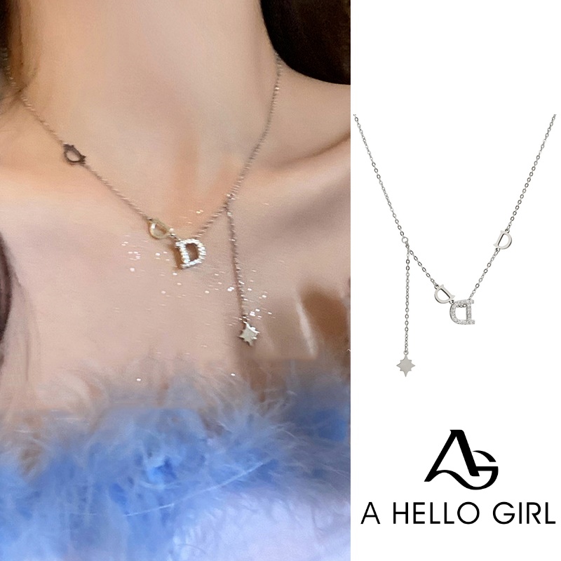 Kalung Rantai Klavikula Bahan Titanium Steel Desain Alfabet Gaya Korea Untuk Wanita