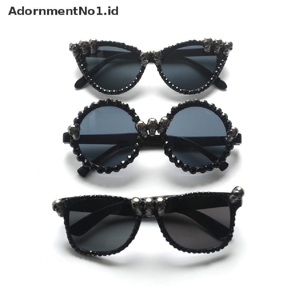 [AdornmentNo1] Kacamata Hitam Wanita Gothic Mata Kucing Tengkorak Cateye Bulat Vintage Eyewear [ID]