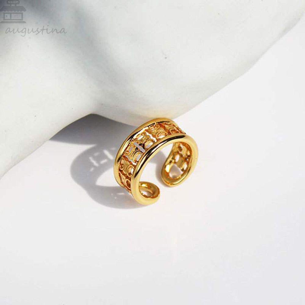 Agustina Wanita Triumphal Arch Cincin Hadiah Mewah Berongga Keluar Persegi Retro Temperamen Open Knuckle Ring