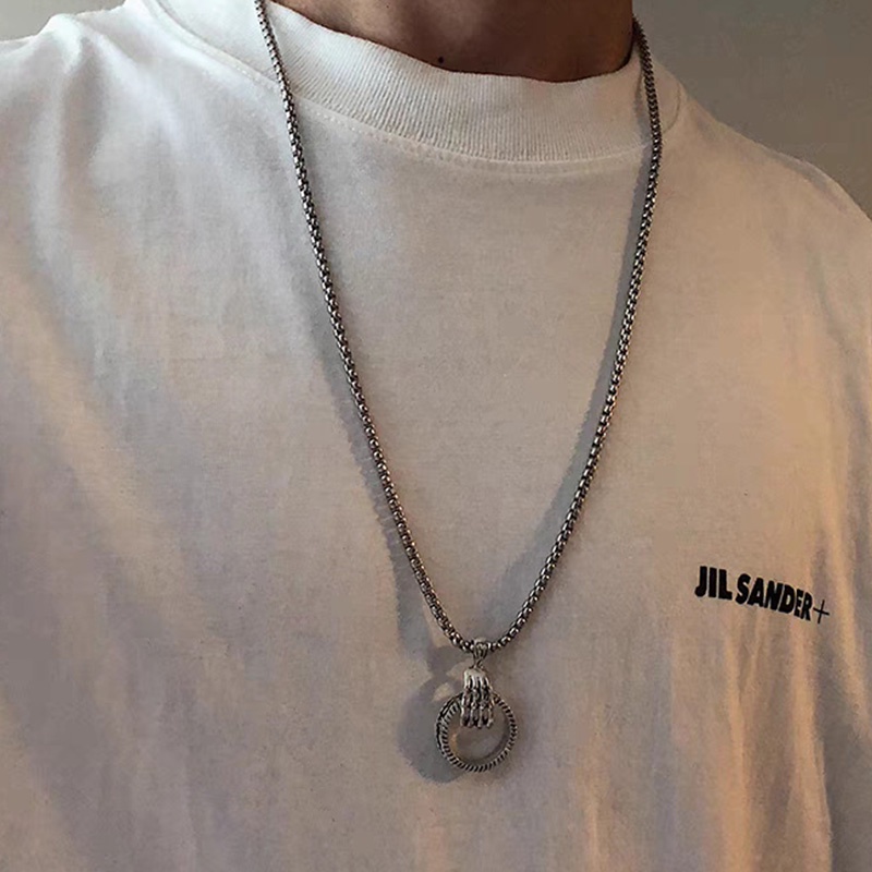 Desain Baru Hip Hop Cincin Geometris Palm Unik Kalung Liontin Trendi