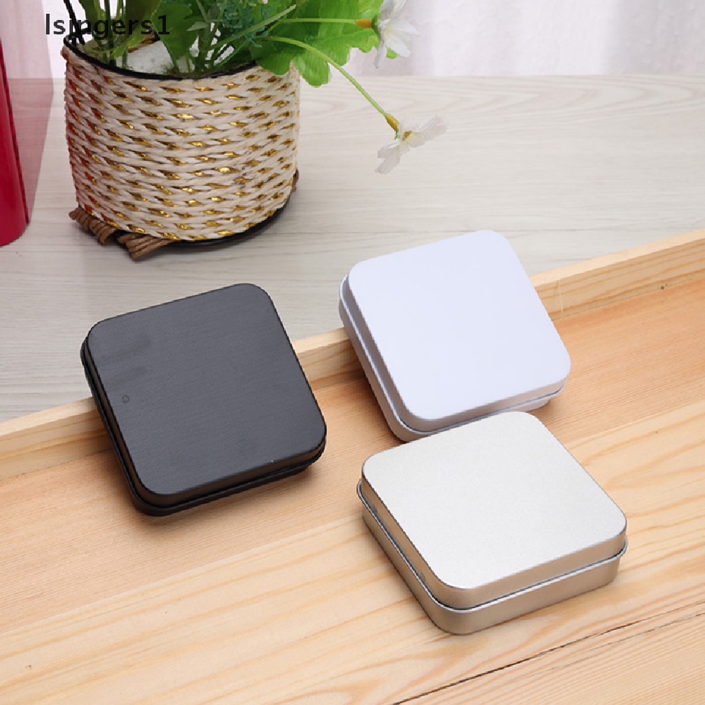 [lsingers1] Wadah Kaleng Logam Mini Persegi Berengsel Flip Penyimpanan Tin Box Kit Kecil Case Butik