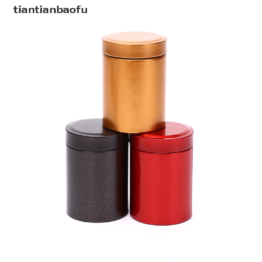 [tiantianbaofu] Portabel Travel Teh Kedap Udara Wadah Bukti Kecil Stash Jar Metal Aluminium Kaleng Butik