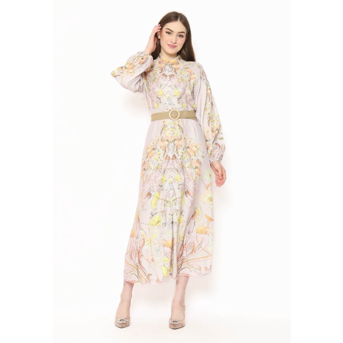 Voerin Gamis Rhienna Kaftan Bunga Pink