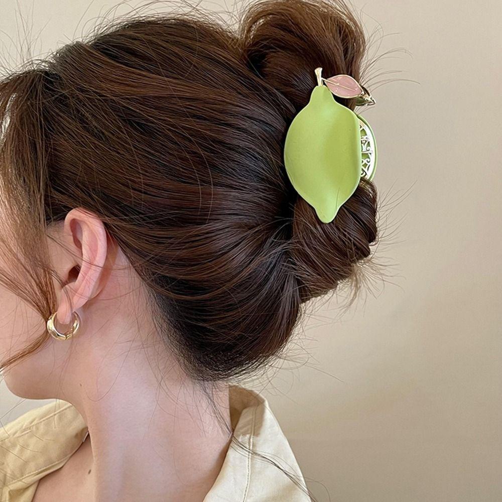 Agustinina Klip Rambut Buah Elegan Manis Jepit Rambut Simulasi Makanan Hiu Klip Bentuk Geometris Logam Aksesoris Rambut Perempuan