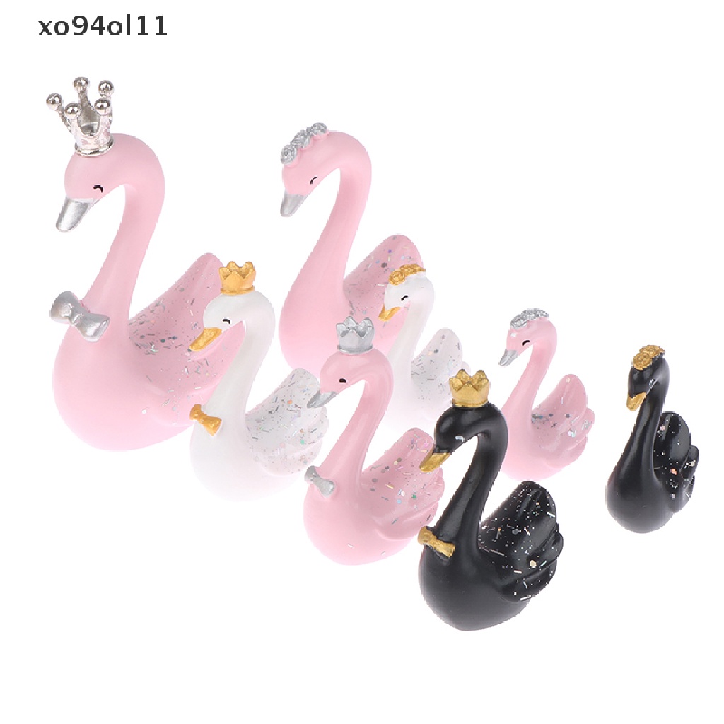 Xo 1pasang Patung Pajangan Resin Swan Cake Topper Statue Dasbord Kue OL