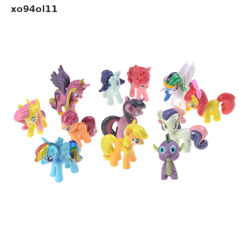 Xo 12pcs Mainan Action Figure Unicorn+Rain Dash Horse Model Untuk Anakhadiah Natal OL