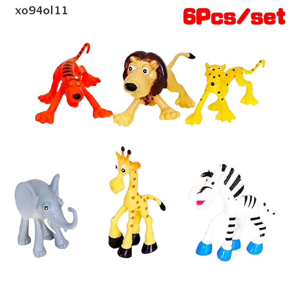 Xo 6Pcs/set Rumah Boneka Miniatur Safari Hewan Ornamen Mikro Dekorasi Lanskap Harimau Singa Gajah Zebra Boneka Dekorasi Kue OL