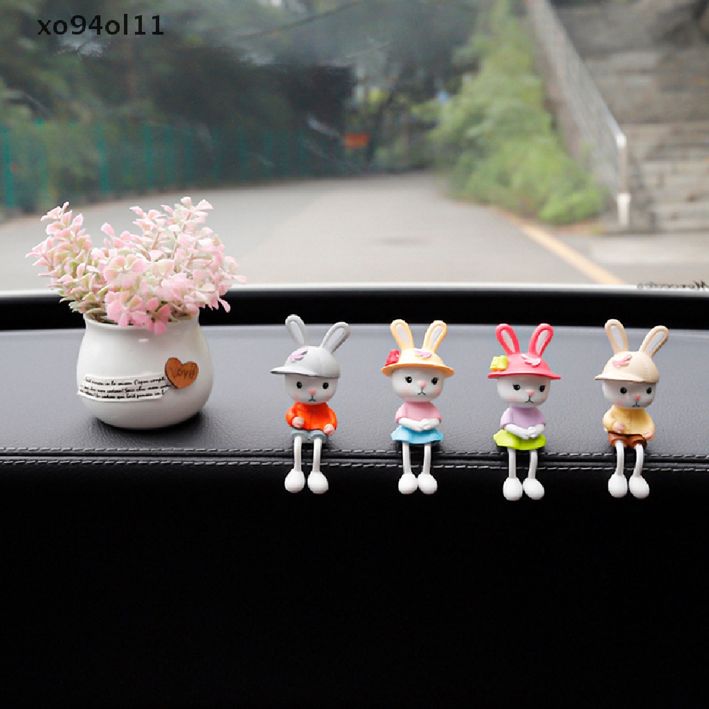 Xo 4Pcs/Set Kaki Gantung Kecil Kelinci Dekorasi Interior Mobil Tabletop Ornament OL