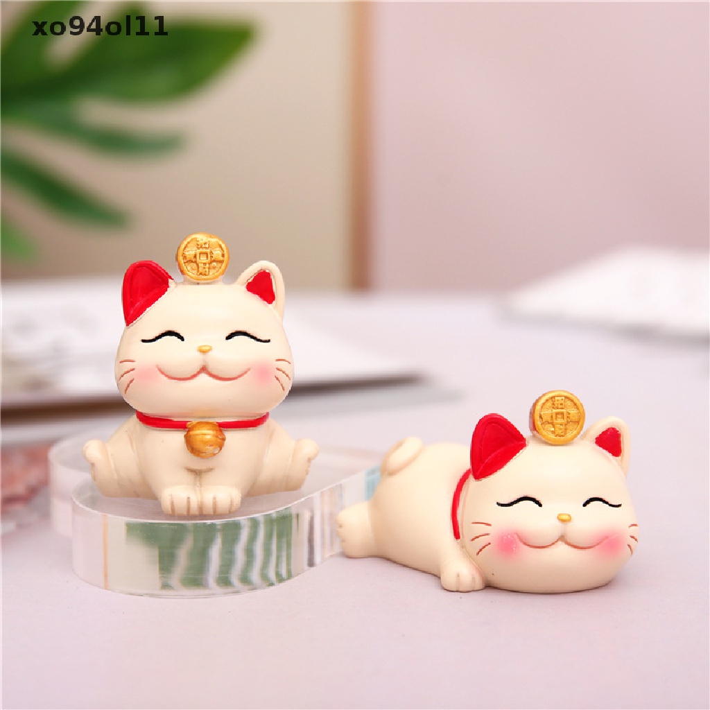 Xo Lucky Cute Kawaii Cat Figurine Kekayaan Fortune Patung Gaming Kantor Meja Desk Ornamen Mobil Hadiah Dekorasi Imlek OL