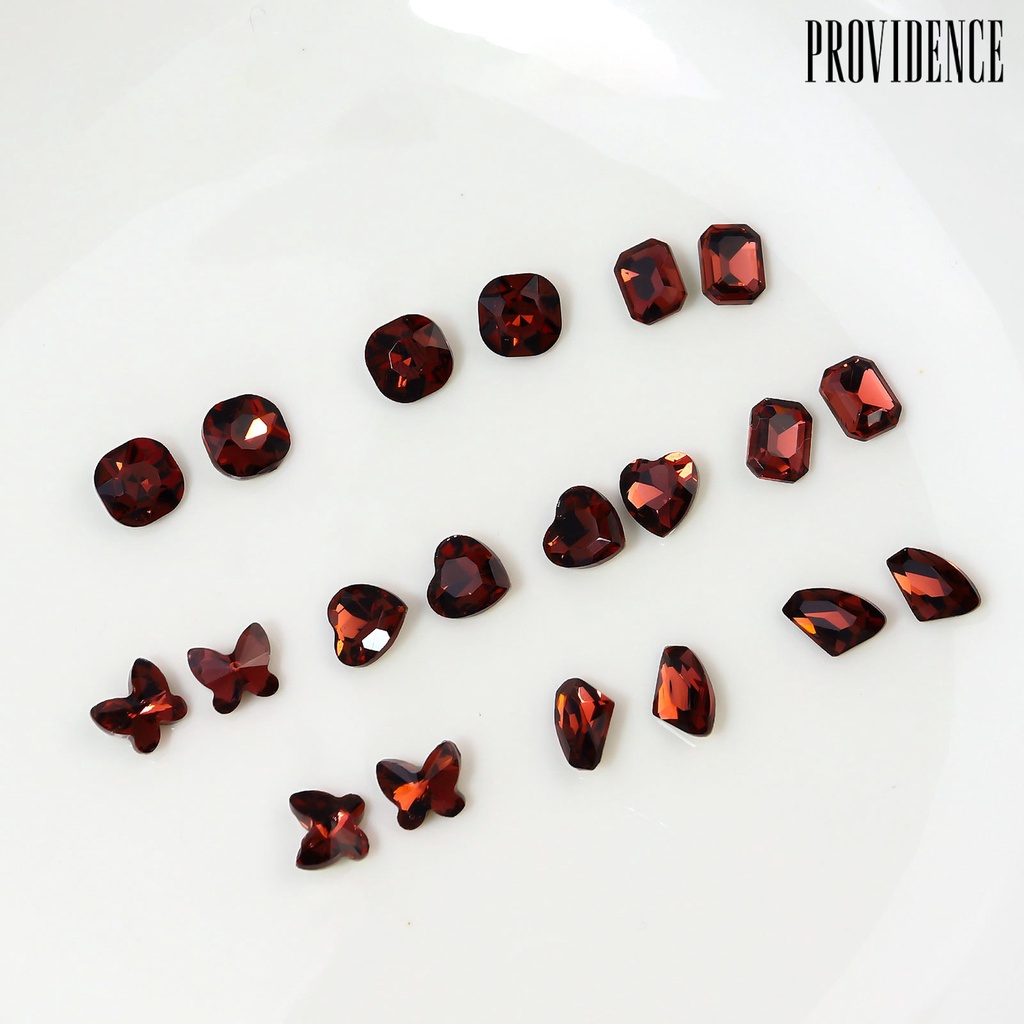 Providence 20 Pcs/Kotak Kuku Berlian Imitasi Multi Bentuk Berkilau Bersinar Tahan Lama 3D Dekorasi Kuku Resin Tetesan Air Jantung Nail Art Rhinestones Kit Perlengkapan Kerajinan