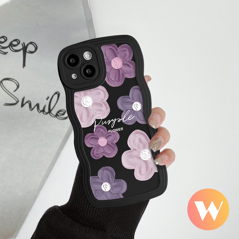 Casing Tepi Bergelombang Motif Bunga Untuk Samsung A02s A04s A21s A50 A12 A14 A33 A11 A30s A13 A32 A31 A53 A52s A51 A50s A52 A23 A04E A22 A04 A20 A03s Art Lukisan Minyak Bunga Tpu Soft Case