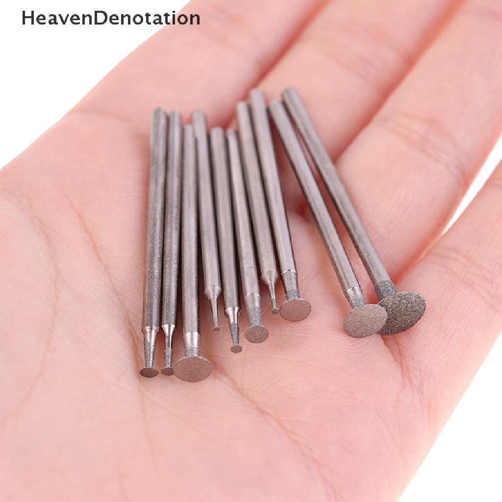 [HeavenDenotation] 10pcs Aksesori Mata Gerinda Ultra-Tipis T Head Shank Diamond Mounted Point Tool HDV