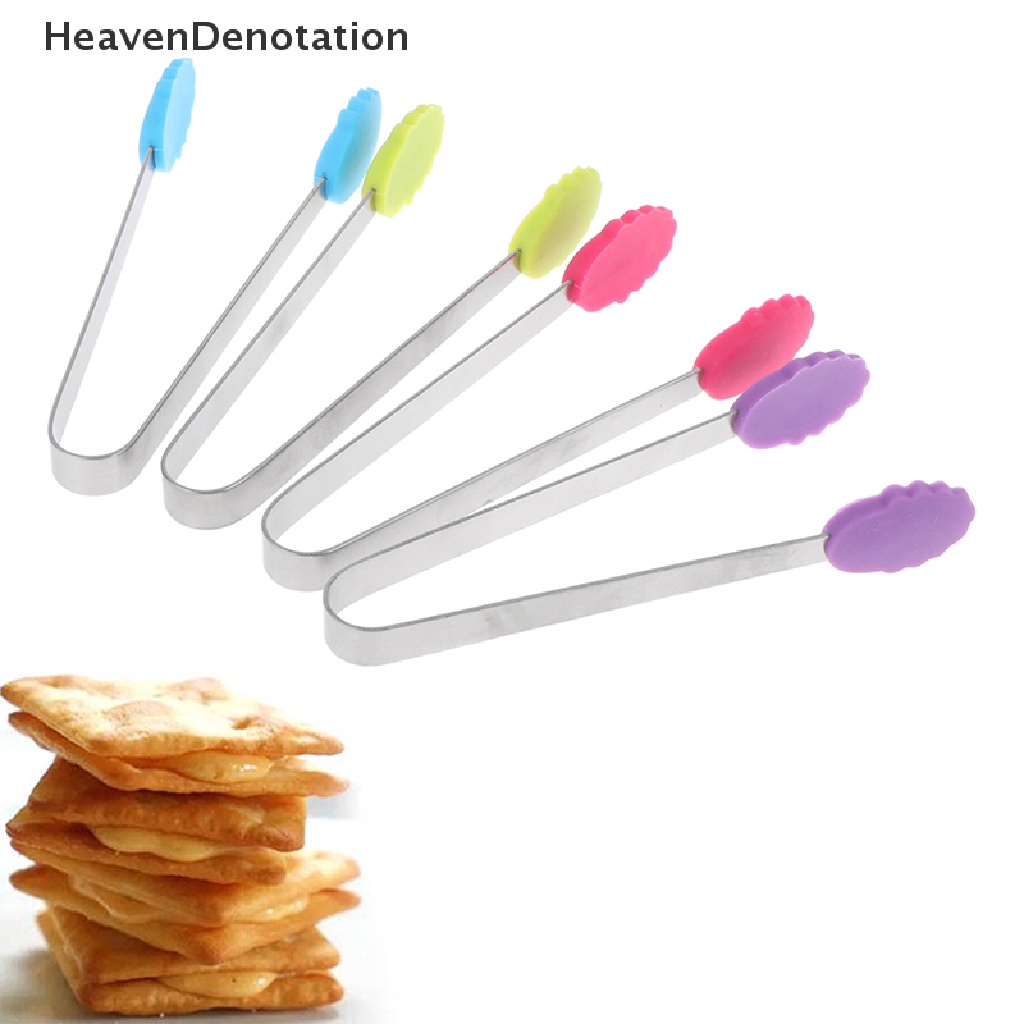 [HeavenDenotation] 1pc Penjepit Makanan Silikon Bentuk Bunga Bahan Stainless Steel Non-slip Es Permen FoodClip HDV