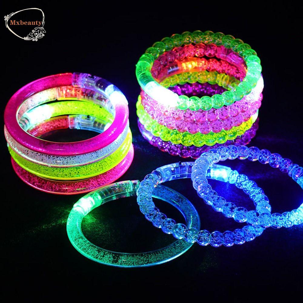 Mxbeauty Flash Gelang 4 Pcs Anak-Anak Hadiah Luminescent Mainan Warna-Warni Bercahaya Gelang Tali Pergelangan Tangan Elektronik Led Flash Gelang Glow In The Dark Led Flash Color Bubble Bracelet