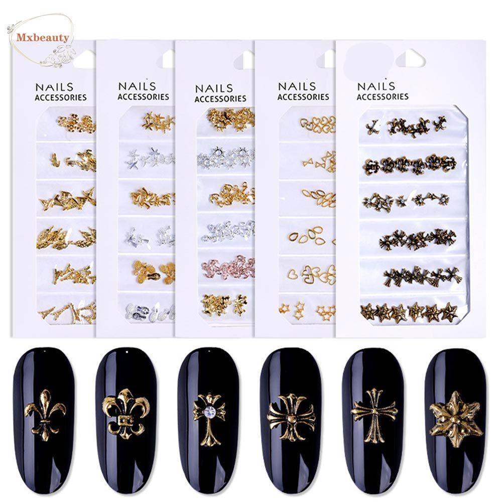 Mxbeauty Hiasan Kuku 3D DIY Bentuk Hati / Gagak / Salib Model Punk / Gotik Untuk Nail Art