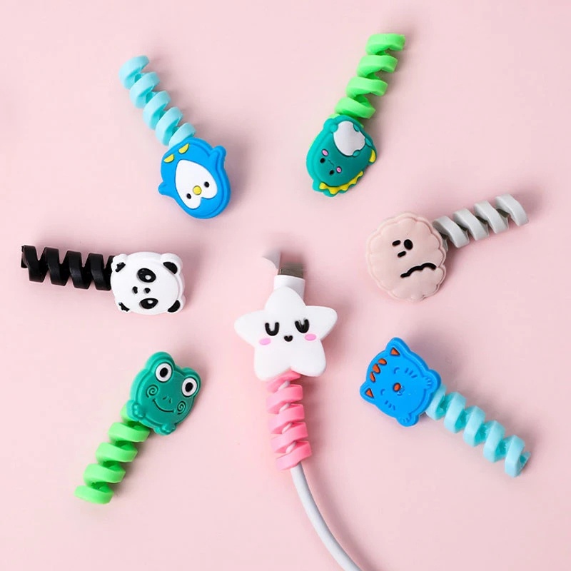 [Harga Grosir] Cartoon Cable Cords Protector Sleeve USB Charging Data Line Management Winder Cable Wire Penutup Pelindung Anti Jebol Kabel Spiral Garis Organizer