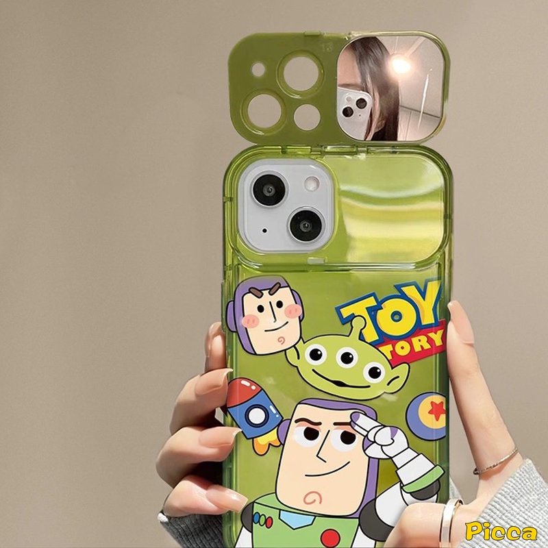 IPHONE Gelang Boneka 3D Flip Make Up Mirror Case Kompatibel Untuk Iphone11Xr 7 8 14 Plus 11 14 13 12 Pro MAX X XS MAX SE Beruang Strawberry Lucu Manyo Kartun Toy Story Shockproof Soft Cover