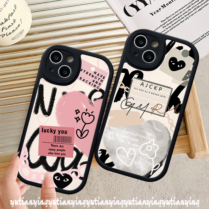 Ins Graffiti Letter Label Love Heart Casing For Infinix Hot 11s 10s 10T Hot 9 10 11 Play Hot 10 Lite Infinix Note 8 Smart 5 6 Trendy Brand Comme des Garcons Soft Tpu Cover