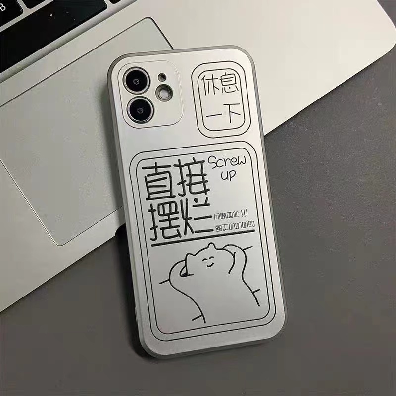 IPHONE Casing Electroplate Lembut Kucing Lelah Kompatibel Untuk Iphone14 13 11 12 Pro XS Max XR X8 +7 6S Plus Casing Ponsel Mini TPU Silikon Shockproof Cover