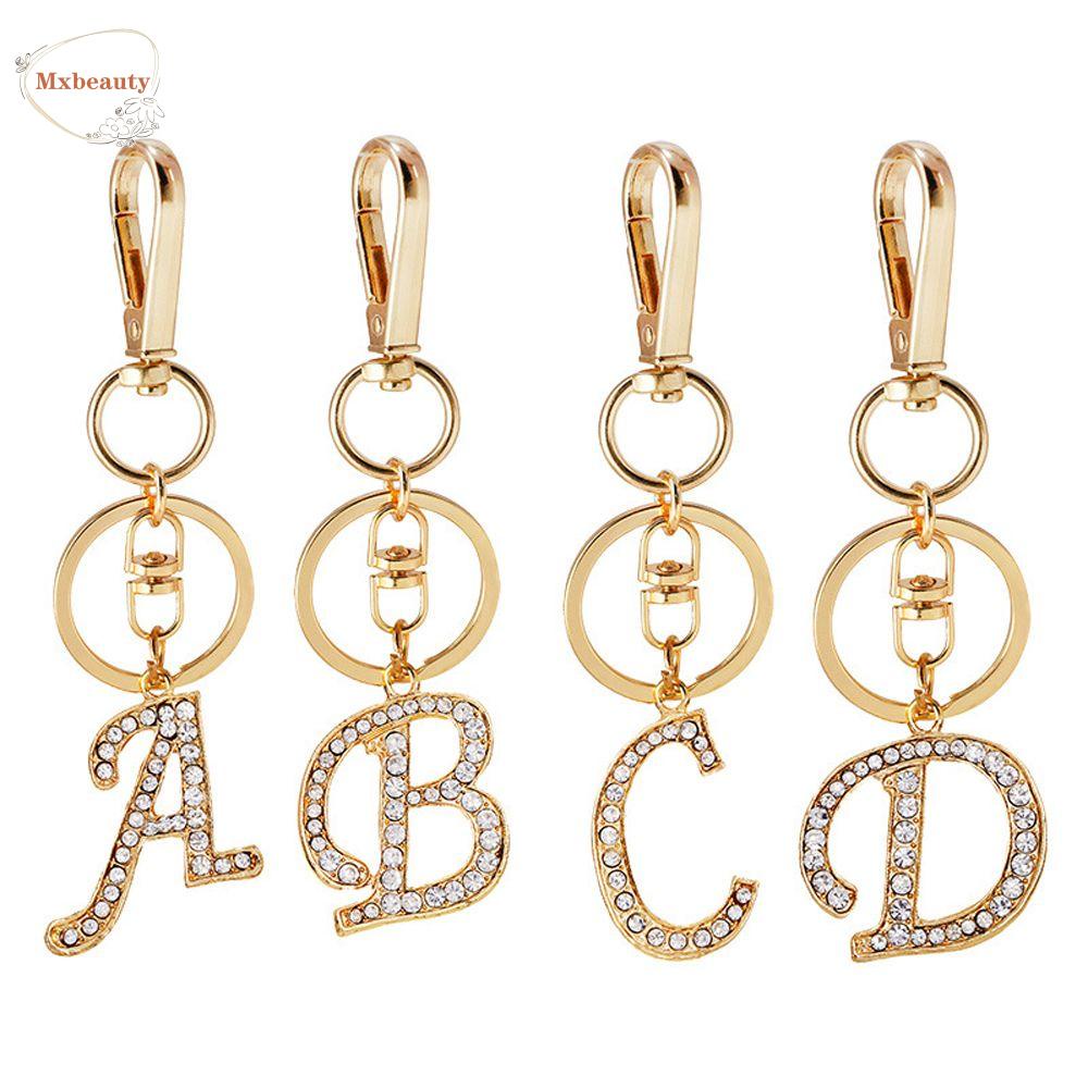 Mxbeauty Huruf Liontin Hadiah Natal 1 Pc Kristal Berlian Imitasi Perhiasan Hadiah Gantungan Kunci Handbag Charms Rhinestone Letter Key Chain