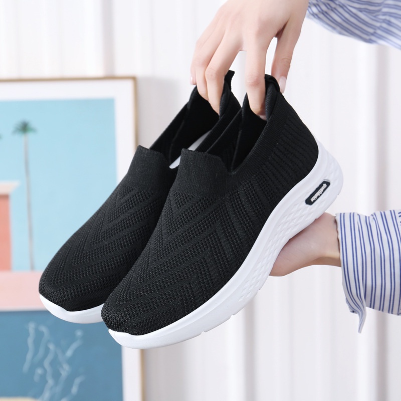 TOPGROSIR LV0293 Sepatu Sporty Slip On Rajut Zig Zag Wanita Import Premium Sepatu Sneakers Perempuan