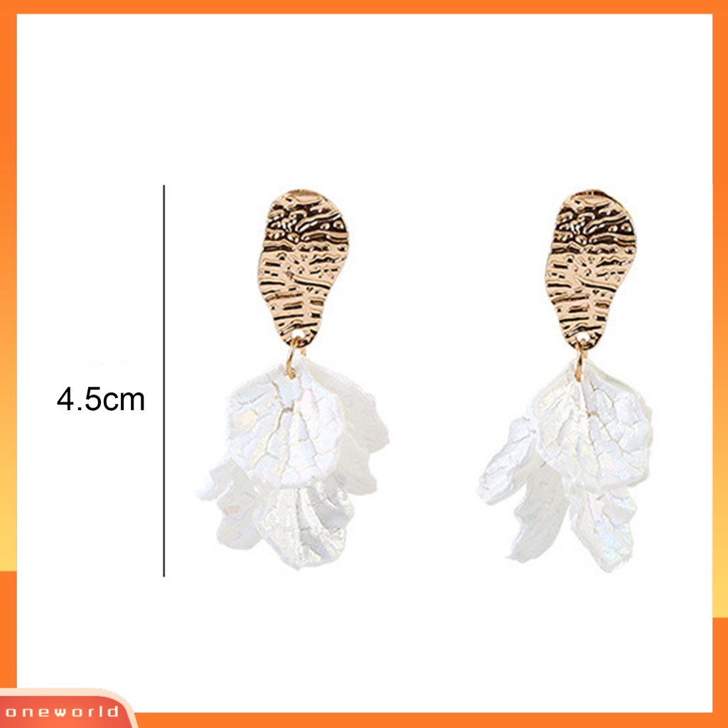 [EONE] 1pasang Drop Earrings Kepribadian Hadiah Ulang Tahun Gaya Korea Temperamen Shell Putih Kelopak Bunga Stud Earrings Perhiasan Aksesori