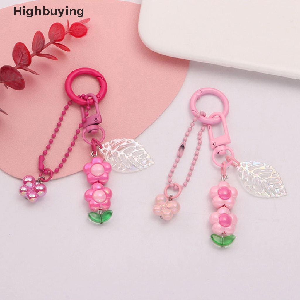 Hbid Warna Lucu Gantungan Kunci Akrilik Lima Kelopak Bunga Gantungan Kunci Mobil Liontin Kecil Segar Berongga Daun Aksesoris Tas Dekorasi Gadis Hadiah Glory