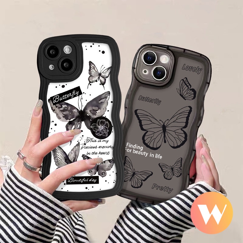 Wavy Edge Soft Fantasy Flower Butterfly Casing Realme C35 C12 C30 C21Y C25Y C25s C20 C15 C11 C25 C3 C17 C20A C33 Realme 6i 8Pro 9i 5 5i 9 Pro+10 7 7i 5s 8i 8 Cover Hitam Vintage