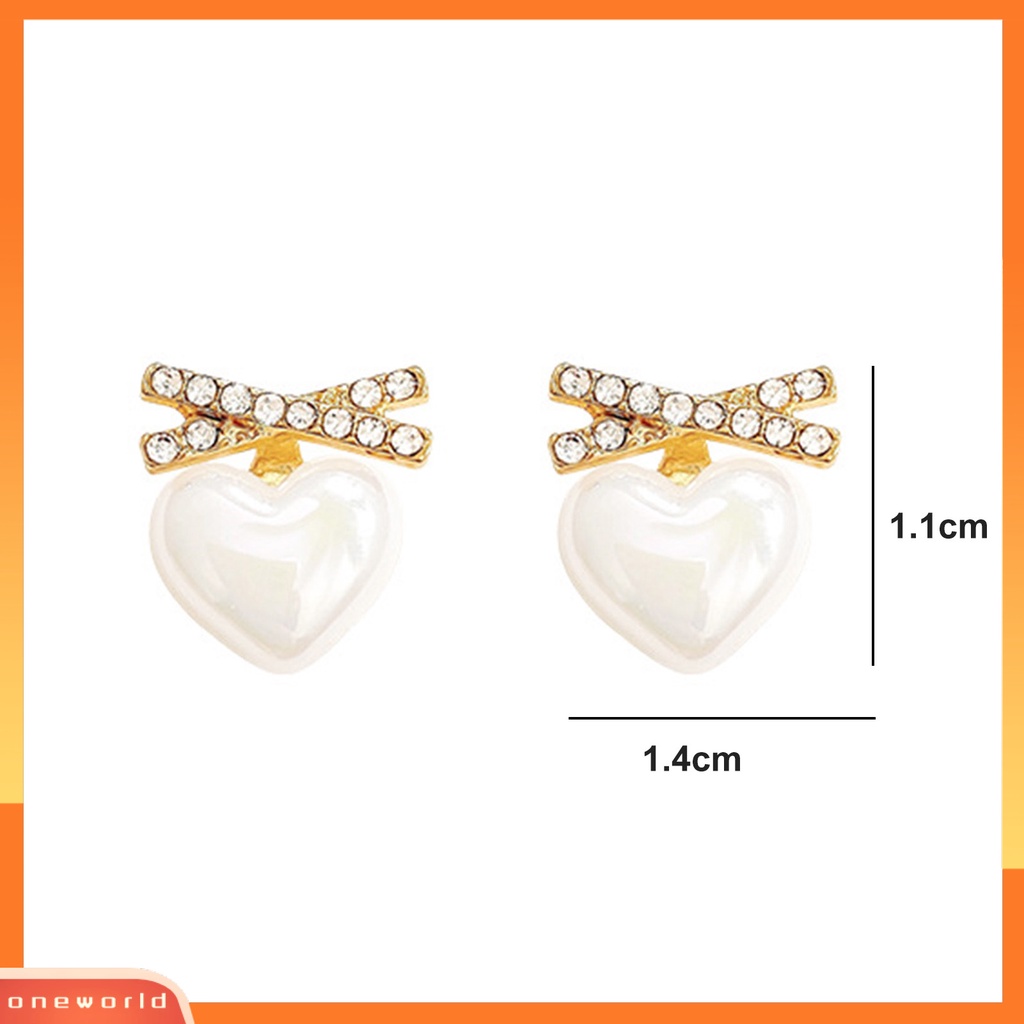 [EONE] 1pasang Menjuntai Anting Cinta Manis Hati Temperamen Elegan Emas Tinggi Gloss Faux Pearl Drop Earrings Fashion Jewelry