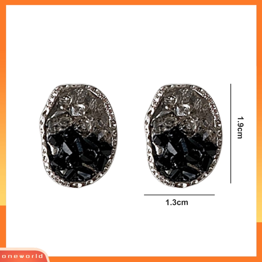 [EONE] 1pasang Wanita Anting Tidak Teratur Elektroplating Gradien Temperamen Kubik Zirkon Geometris Stud Anting Perhiasan Pesta