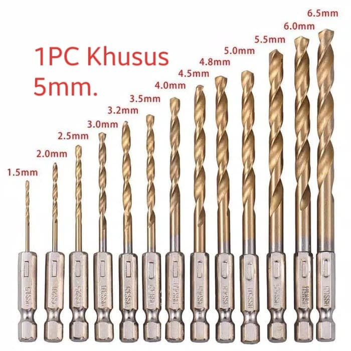 5mm Mata Bor Obeng. HSS Drill Titanium Coated High Quality