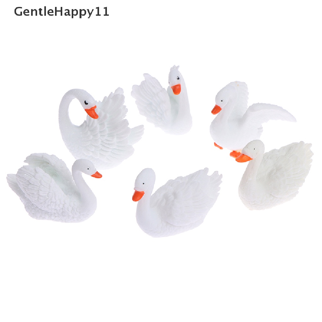 Gentlehappy 2pcs Ornamen Taman Peri Model Angsa Mini DIY Micro Landscape Dekorasi Rumah id