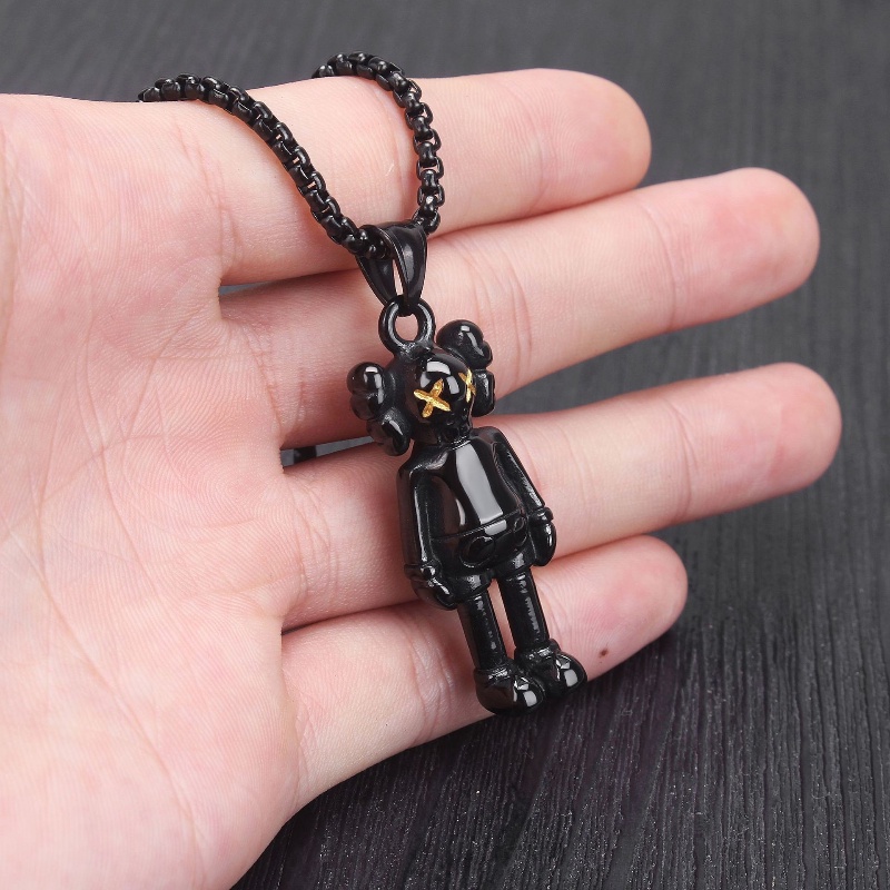 [Z H Perhiasan] Vintage Sesame Street Boneka Pasangan Fashion Pria Anti Karat Liontin Kalung Liontin Hip Hop Pesta Baja Titanium Perhiasan Aksesoris
