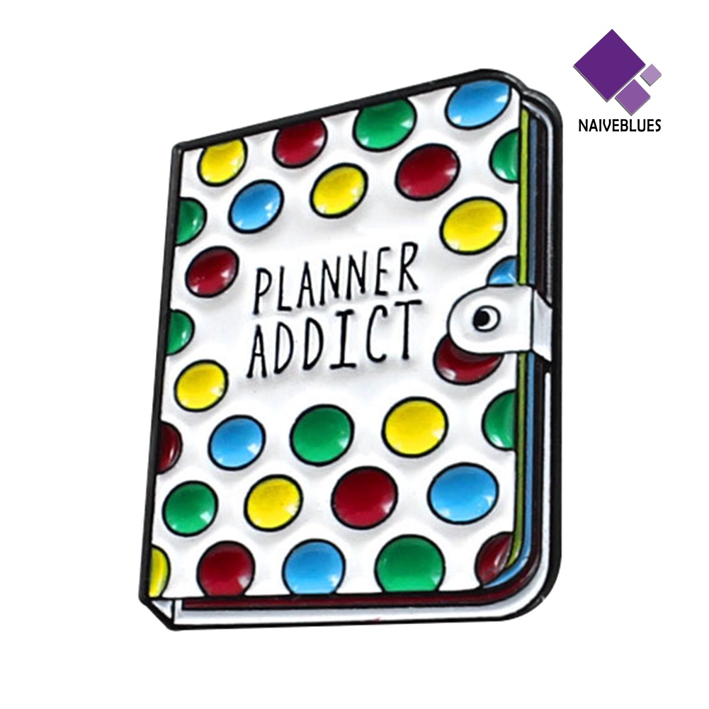 &lt; Naiveblues &gt; Planner Addict Buku Titik Warna-Warni Enamel Bros Denim Ransel Lencana