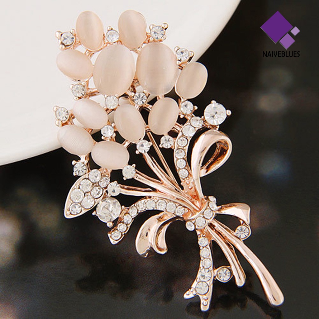 &lt; Naiveblues &gt; Bros Bentuk Bunga Handmade Alloy Fashion Opal Brooch Untuk Pesta