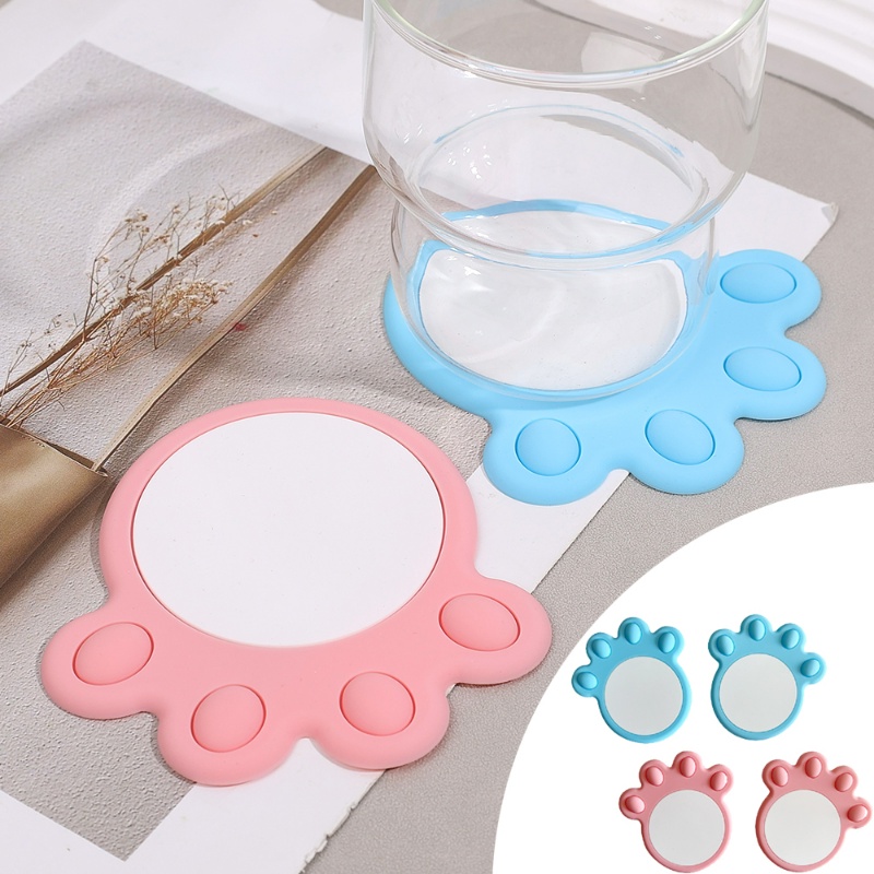 Cute Cat Claw Non-slip Dishes Cup Mat Flexible Home Hot Drink Pads/Coaster Peredam Panas Yang Dapat Dicuci Anti-Melepuh Menebal Mudah Dibersihkan Panci Mangkok Bantal