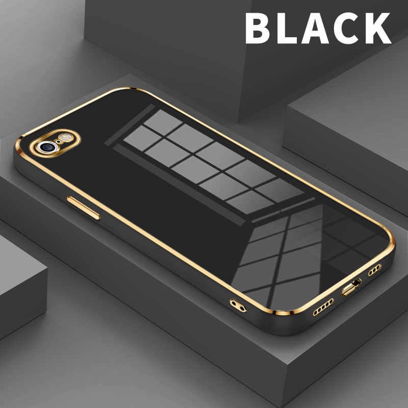 Case Casing Hp untuk for iPhone 8 7 6 6s Plus SE2 SE3 X XS Max XR Softcase Migun Case Polos Pelapisan Silikon Kesing Hp Persegi Lensa Penuh Lindungi Case Murah