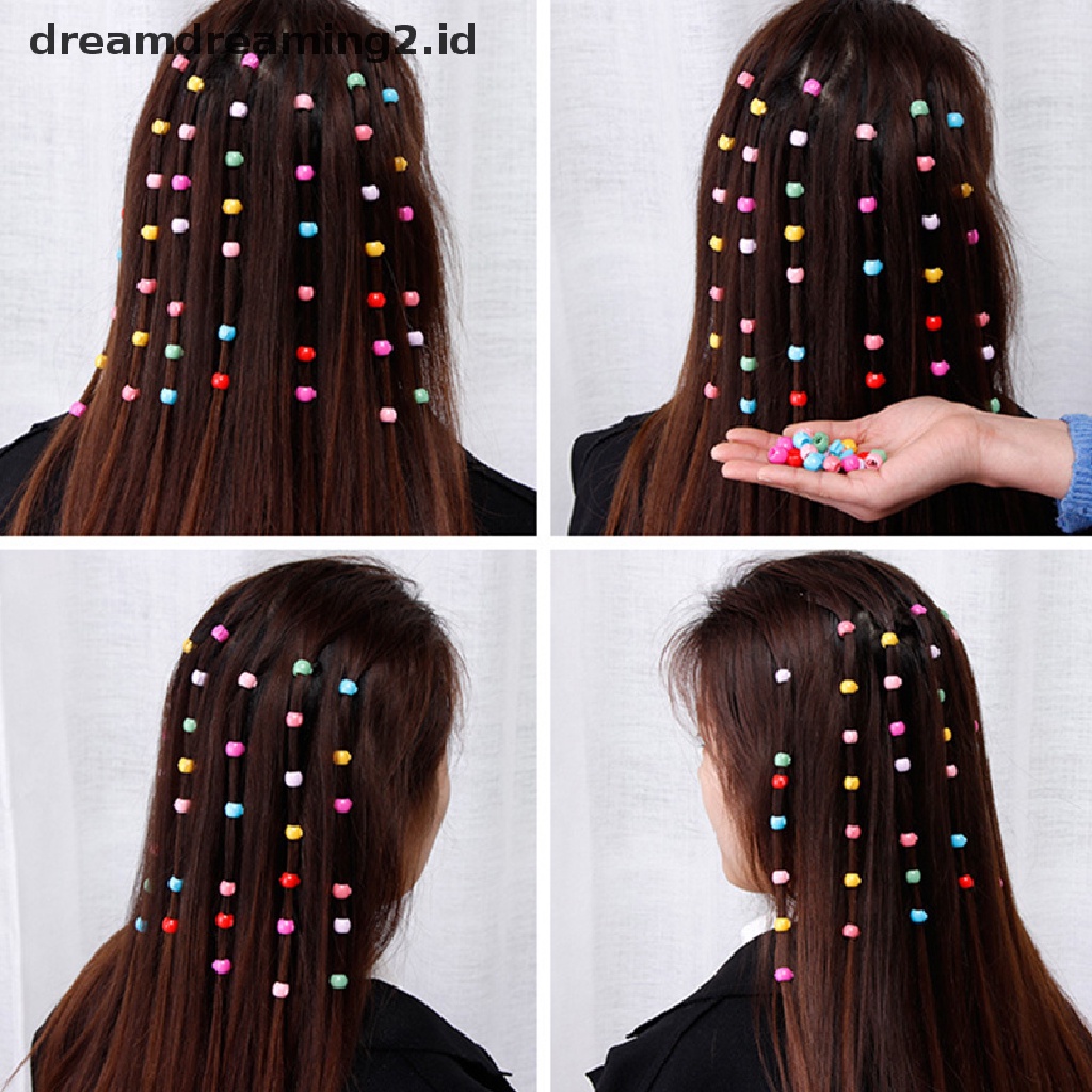 (dream) Lovely Beads Jepit Rambut Untuk Anak Perempuan Warna Permen Bahan Plastik Klip Rambut Mini Barrette//