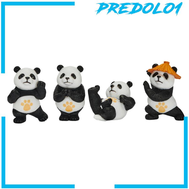 [Predolo1] 4pcs Patung Panda Patung Panda Kecil Patung Taman Dekorasi Rumah Home