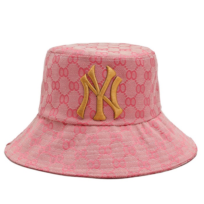 NEXTSTOP-055 Topi Baseball NY Fashion Gucci Bucket Topi Wanita - Merah Muda
